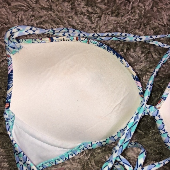 Victoria’s Secret Paisley Push Up Bikini Top size 32D Racerback colorful bikini - Picture 5 of 7